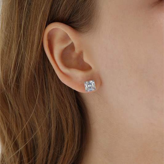 Asscher Stud Earrings Large