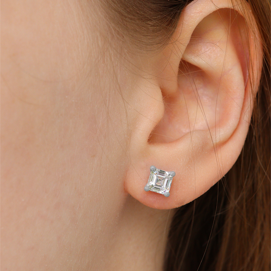 Asscher Stud Earrings Small